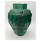 Bohemian Malachite Green Glass Vase