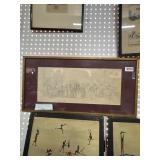 Framed Pencil Sketch Depicting Figures