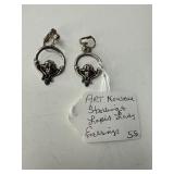 Art Nouveau Sterling Lapis Earrings