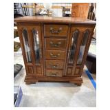 Wooden Jewelry Cabinet with Glass Doors
