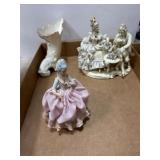 Porcelain Figurines and Vase Assortment