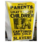 Yellow Unattended Children Warning Poster