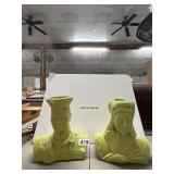 Lime Green Ceramic Bust Vases