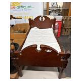 Wooden Doll Bed with White Bedding