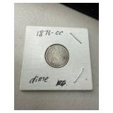 1876-CC Seated Liberty Dime