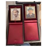 Framed Portraits in Leather Cases
