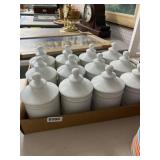 12 White Limoges Porcelain Jars