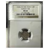 1928 India Kutch 1/2 K Coin MS 64