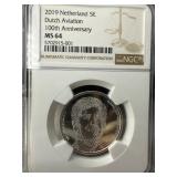 2019 Netherlands 5 Euro Dutch Aviation Coin