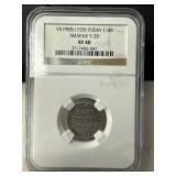 1928 India Mewar 1/4R Y-20 XF40 Coin