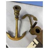 Brass Anchor-Shaped Candle Holders