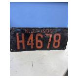 1930 New Jersey License Plate H4678