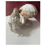 Cast Iron Garden Gnome and Mushroom Set