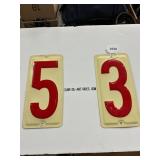 Red and Yellow Metal Number Plates