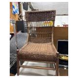 Woven Wicker and Wood Chair