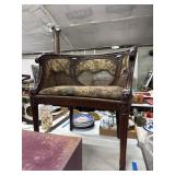 Carved Wood Armchair with Cane Back