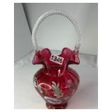 Fenton Art Glass Hand-Painted Basket