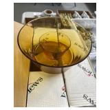 Amber Glass Dessert Bowl Set, 6 Pieces