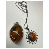 Amber Pendant and Amber Sun Necklace