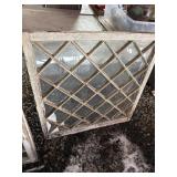 Wood-Framed Diamond Pattern Window Pane