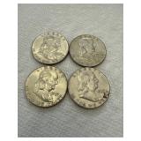 4 Franklin Half Dollars, 1957