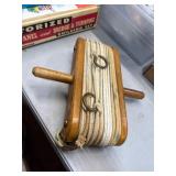 Wood Hand Reel with Rope and Hardware