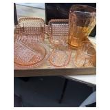 Pink Depression Glass Tableware Set