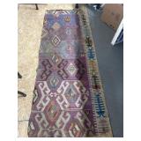 Handwoven Kilim Runner Rug with Geometric Patterns