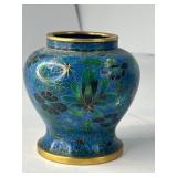 Cloisonne Vase With Floral Motif, 4 Inches