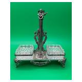 Silverplate Condiment Holder with Cherub