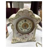 Porcelain Mantel Clock with Floral Design