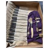 Vintage Thai Bronze and Ebony Flatware Set