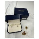 Blue Lagoon Pearl Earrings & Vintage Pins