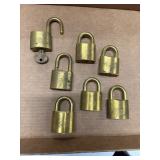 7 Brass Padlocks with Key