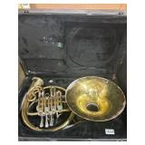 Brass French Horn With Case