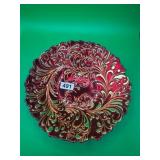 Red Carnival Glass Decorative Plate