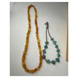 Amber and Turquoise Beaded Necklaces