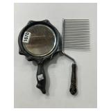 Decorative Hand Mirror and Metal Comb