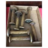 Seven Wooden Thread Spools