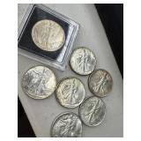 Seven Walking Liberty Half Dollars
