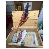 Wooden Ammo Box With Assorted Ephemera