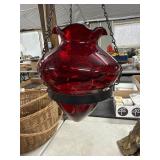 Red Glass Hanging Lamp With Chain