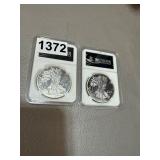 Two Replica American Silver Eagles