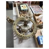 Brass and Glass Oil Lamp with Decorative Frame