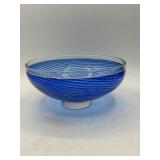 Blue Glass Bowl With Signed Base