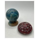 Italian Alabaster Orb and Millefiori Paperweight