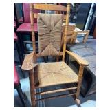 Wooden Rocking Chair With Woven Seat