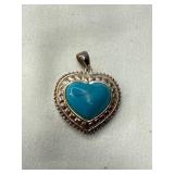 Sterling Silver and Turquoise Heart Pendant