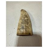 Scrimshaw Whale Tooth With Ship Design