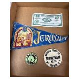 Jerusalem Pennant, Buttons, and 1933 Scrip